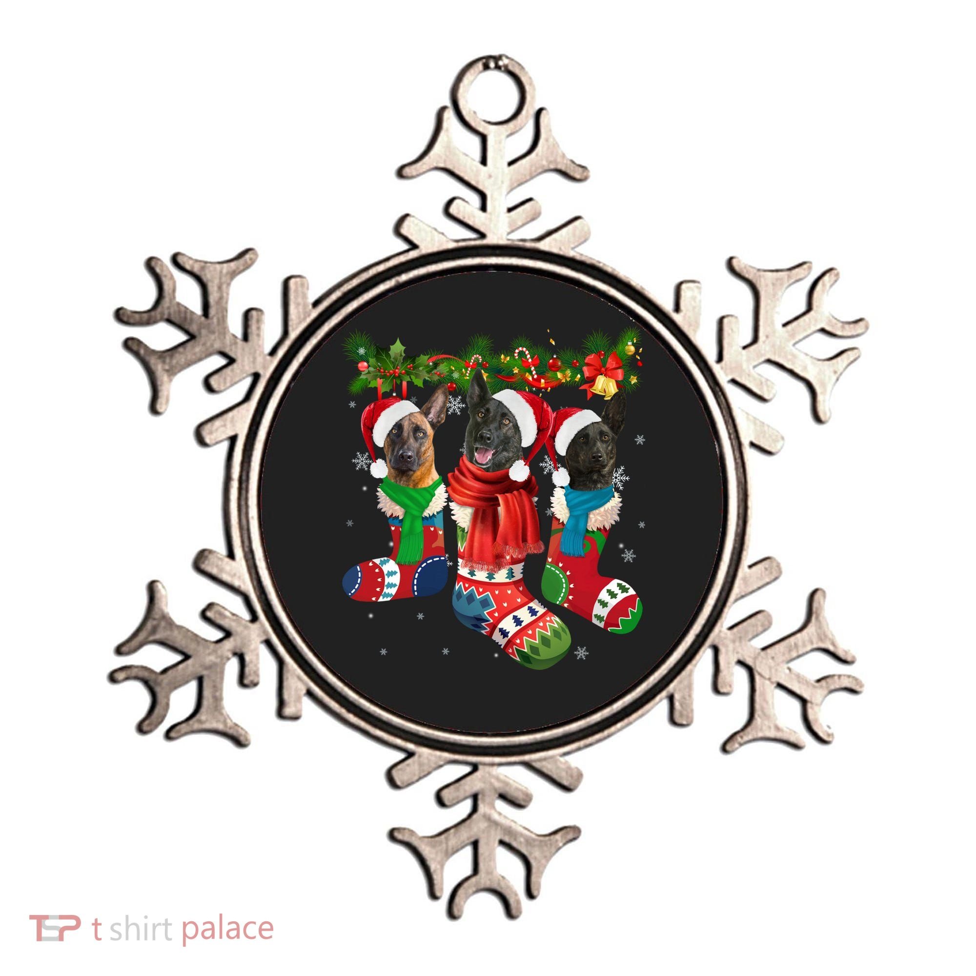 Three Dutch Shepherds In Christmas Socks Ornament