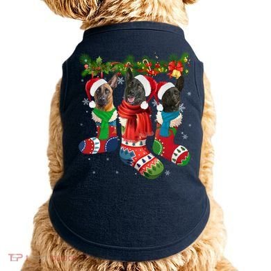 Three Dutch Shepherds In Christmas Socks Doggie Tank