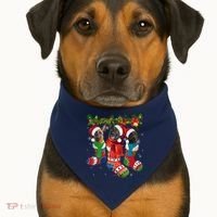 Three Dutch Shepherds In Christmas Socks USA-Made Doggie Bandana thumb 1