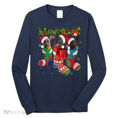 Three Dutch Shepherds In Christmas Socks Long Sleeve Shirt