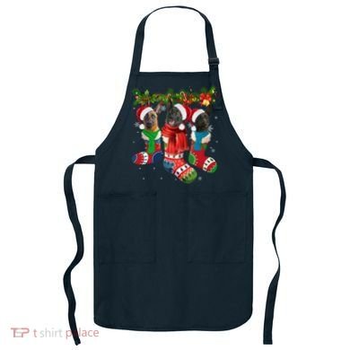 Three Dutch Shepherds In Christmas Socks Apron