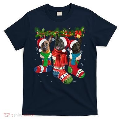 Three Dutch Shepherds In Christmas Socks T-Shirt