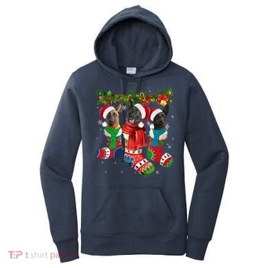 Three Dutch Shepherds In Christmas Socks Women's Hoodie