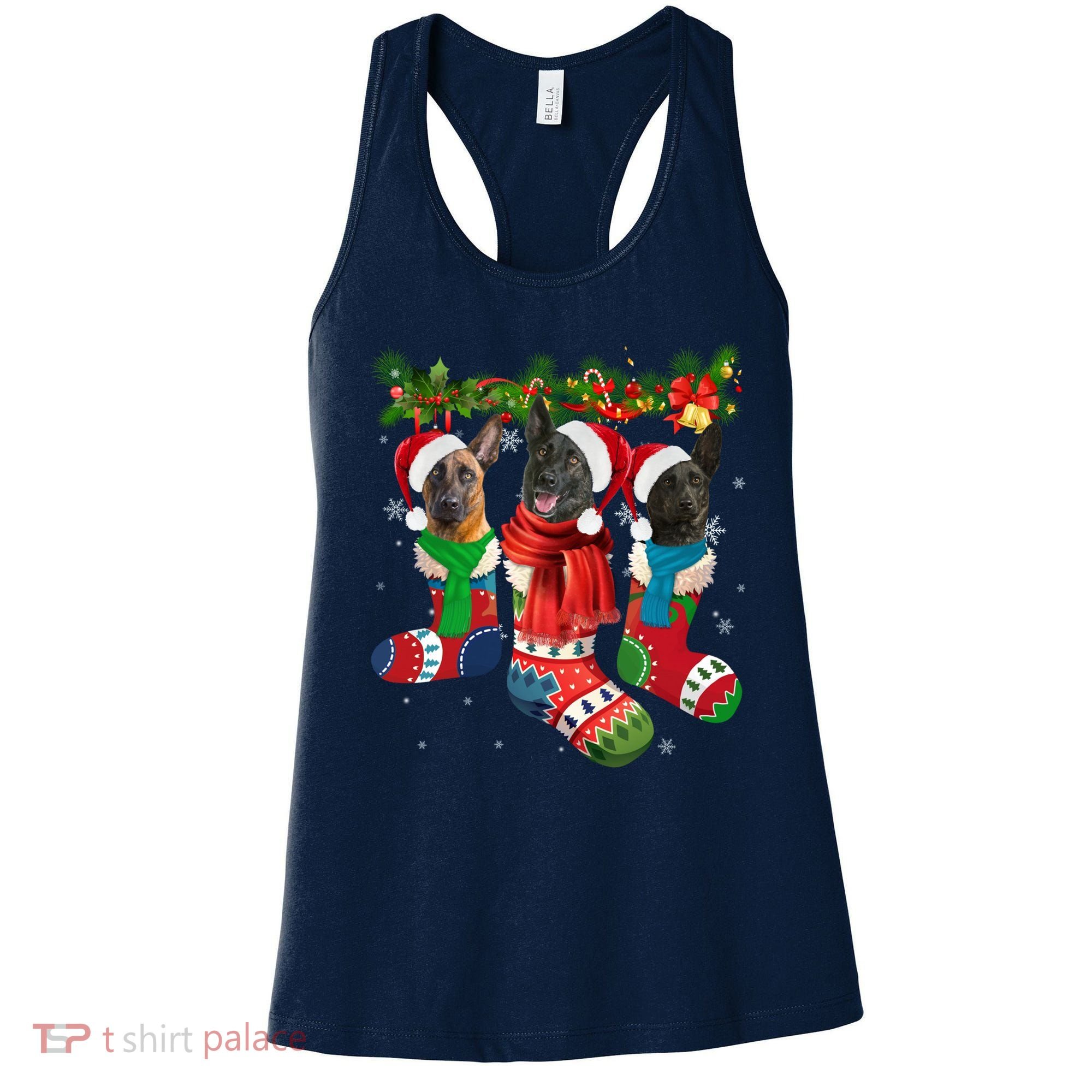 Three Dutch Shepherds In Christmas Socks Women's Tank Top