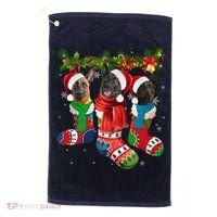 Three Dutch Shepherds In Christmas Socks Golf Towel thumb 0