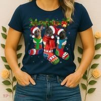 Three Dutch Shepherds In Christmas Socks Women's T-Shirt thumb 2