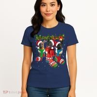 Three Dutch Shepherds In Christmas Socks Women's T-Shirt thumb 4