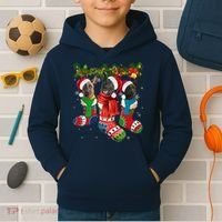 Three Dutch Shepherds In Christmas Socks Kids Hoodie thumb 2