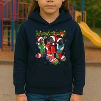 Three Dutch Shepherds In Christmas Socks Kids Hoodie thumb 3