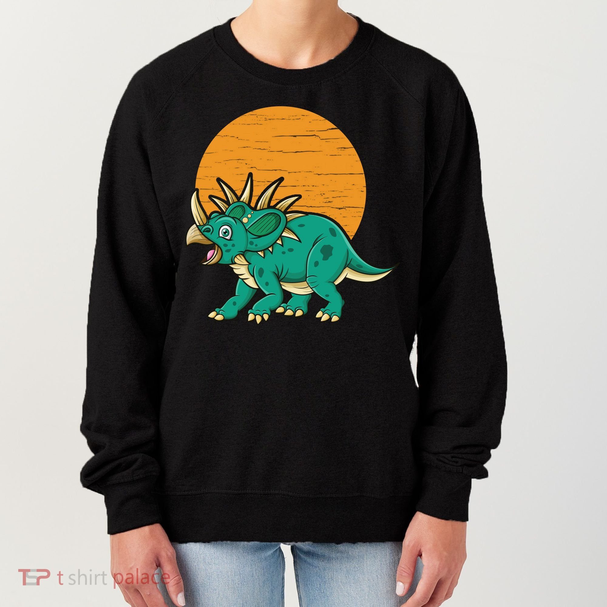 Triceratops Dinosaur Sunset Women's Sweatshirt