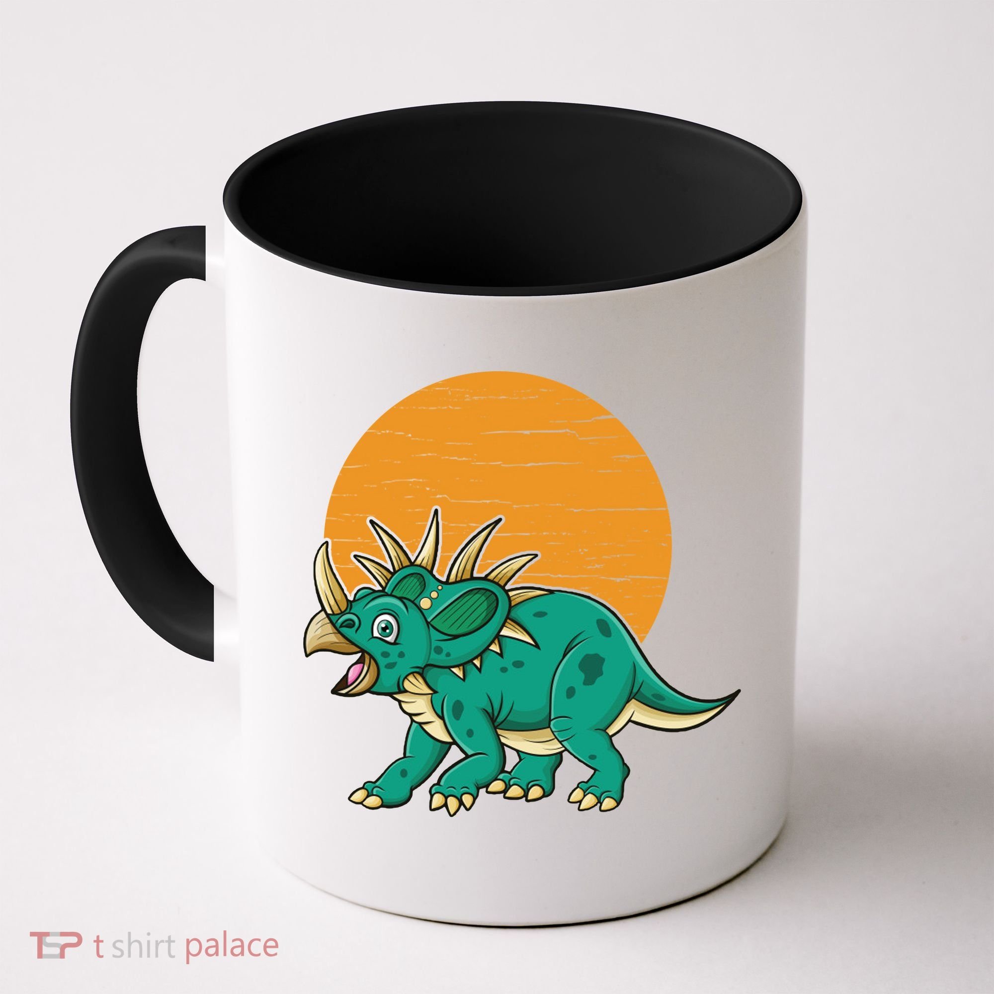Triceratops Dinosaur Sunset Coffee Mug