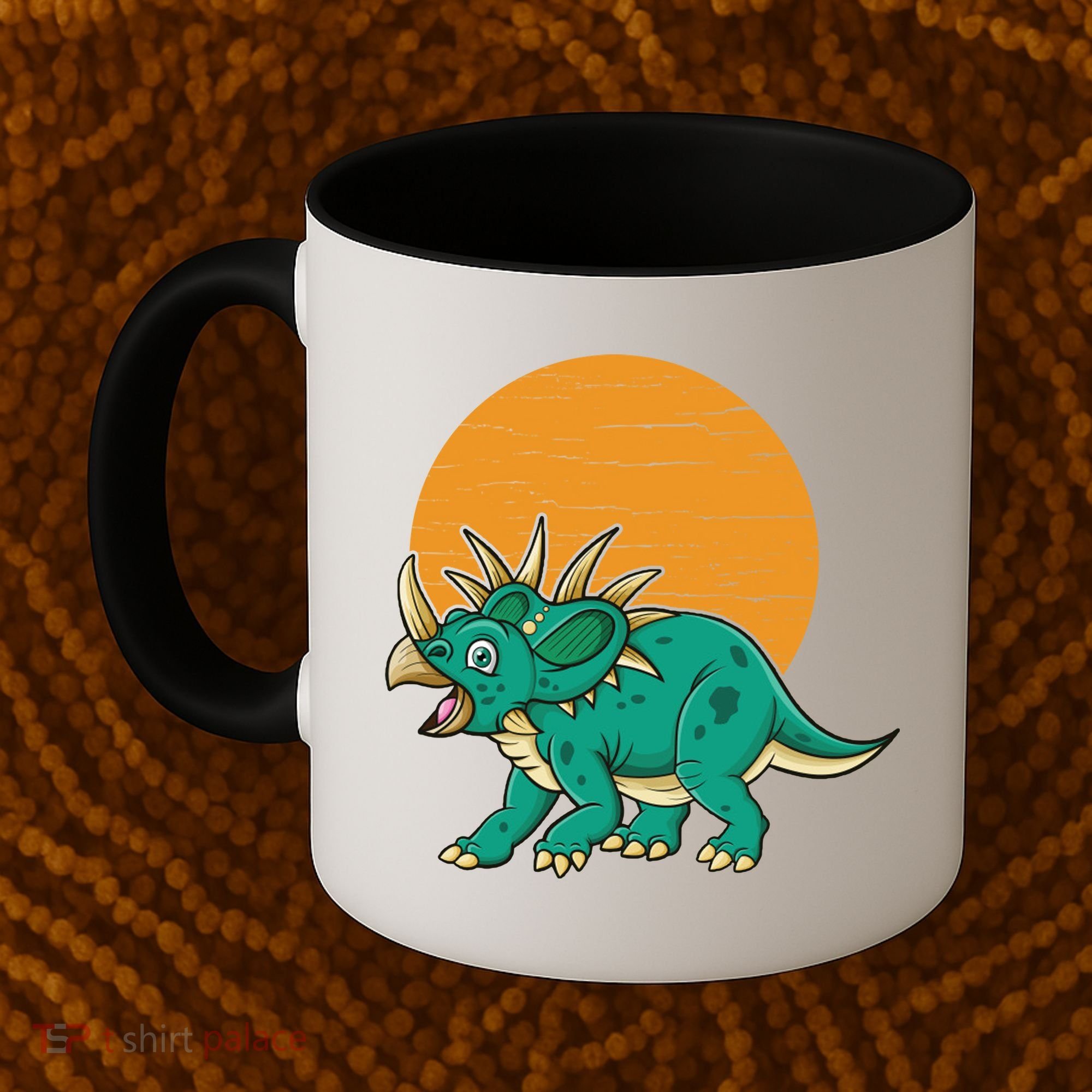 Triceratops Dinosaur Sunset Coffee Mug
