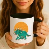 Triceratops Dinosaur Sunset Coffee Mug thumb 3