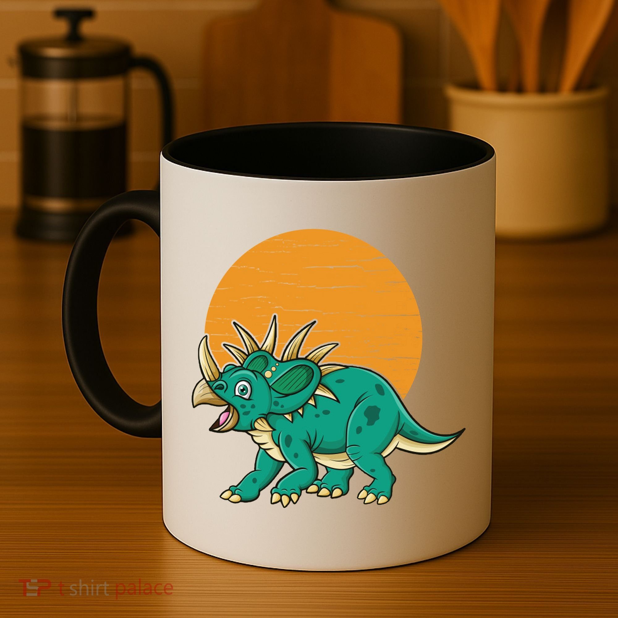 Triceratops Dinosaur Sunset Coffee Mug