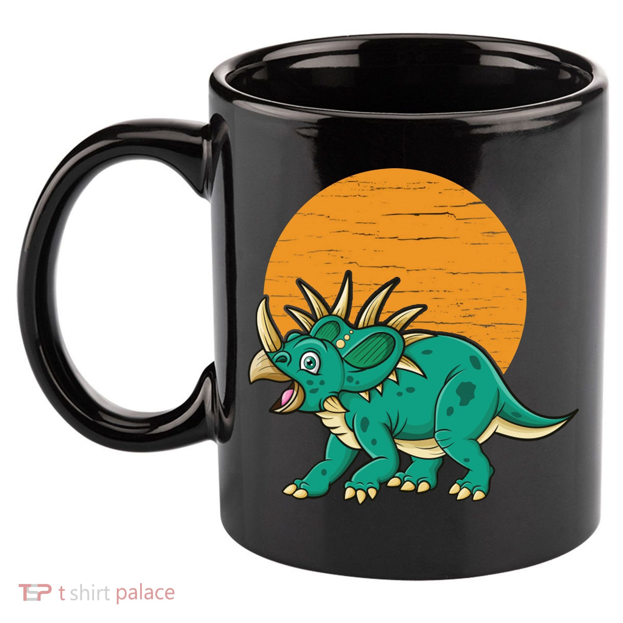 Triceratops Dinosaur Sunset 11oz C Handle Ceramic Mug