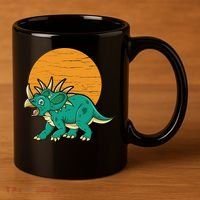 Triceratops Dinosaur Sunset 11oz C Handle Ceramic Mug thumb 3