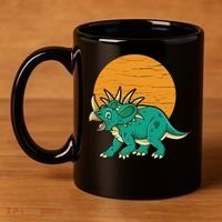 Triceratops Dinosaur Sunset 11oz C Handle Ceramic Mug thumb 4