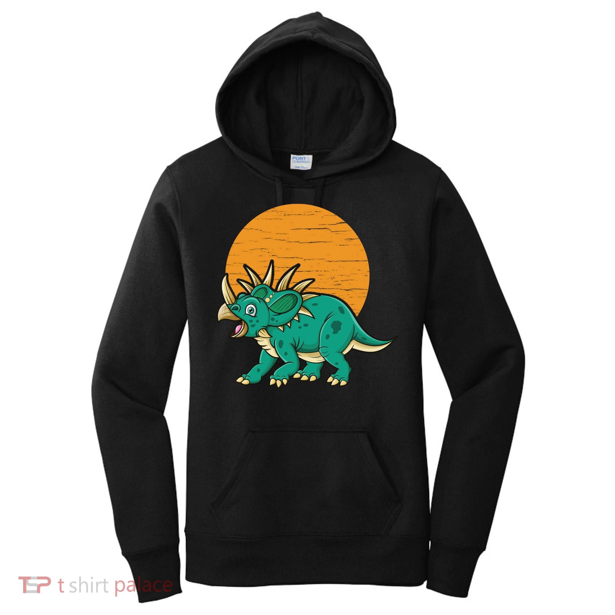 Triceratops Dinosaur Sunset Women's Hoodie