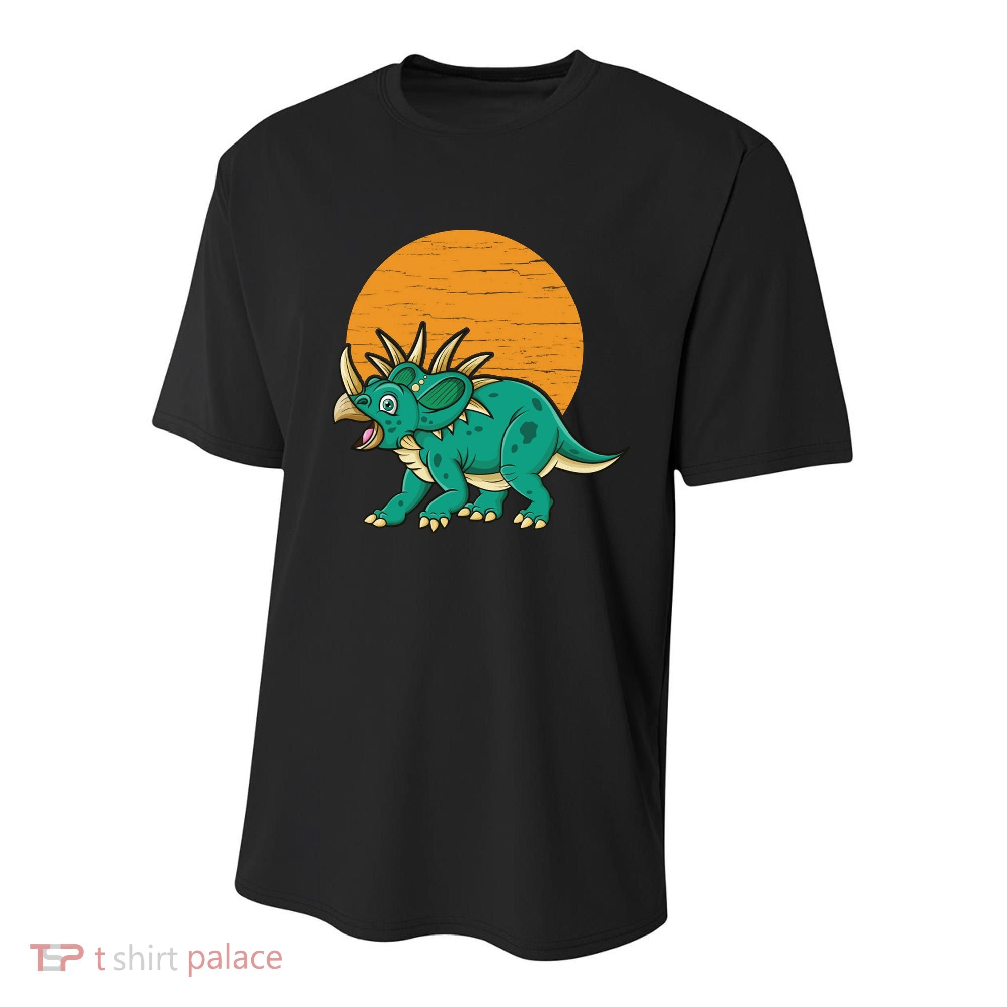 Triceratops Dinosaur Sunset Youth Performance Sprint T-Shirt