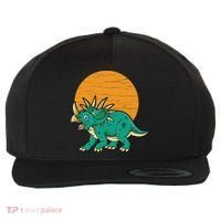 Triceratops Dinosaur Sunset Wool Snapback Cap thumb 0