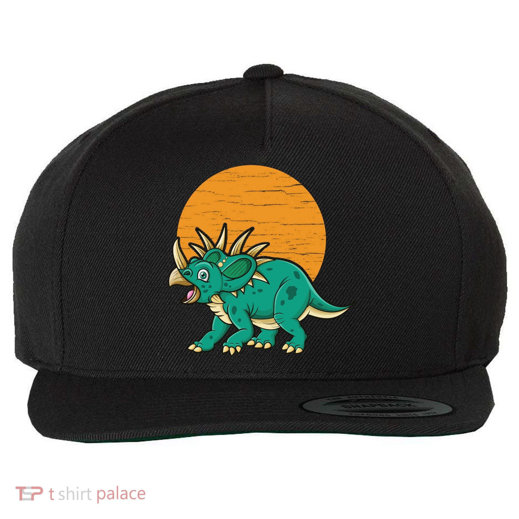 Triceratops Dinosaur Sunset Wool Snapback Cap