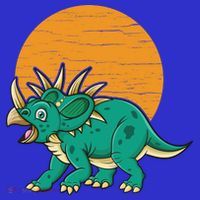 Triceratops Dinosaur Sunset Long Sleeve Shirt thumb 2