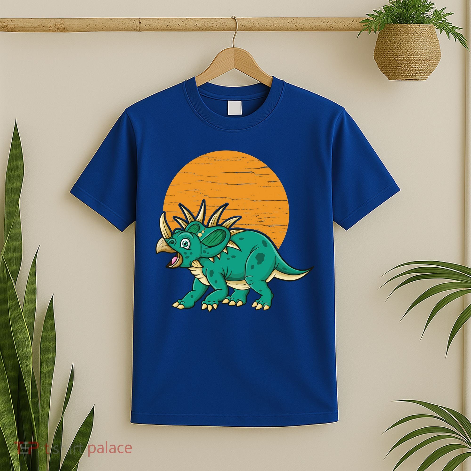 Triceratops Dinosaur Sunset T-Shirt