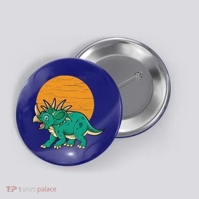 Triceratops Dinosaur Sunset Button