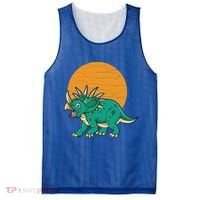 Triceratops Dinosaur Sunset Mesh Reversible Basketball Jersey Tank thumb 0