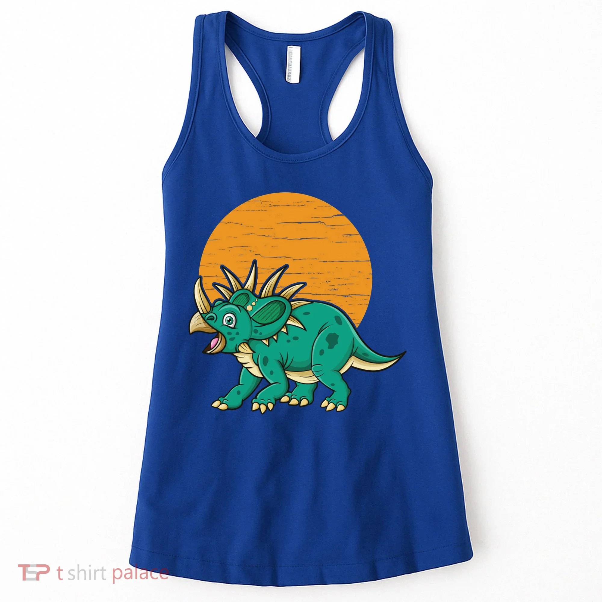 Triceratops Dinosaur Sunset Women's Tank Top