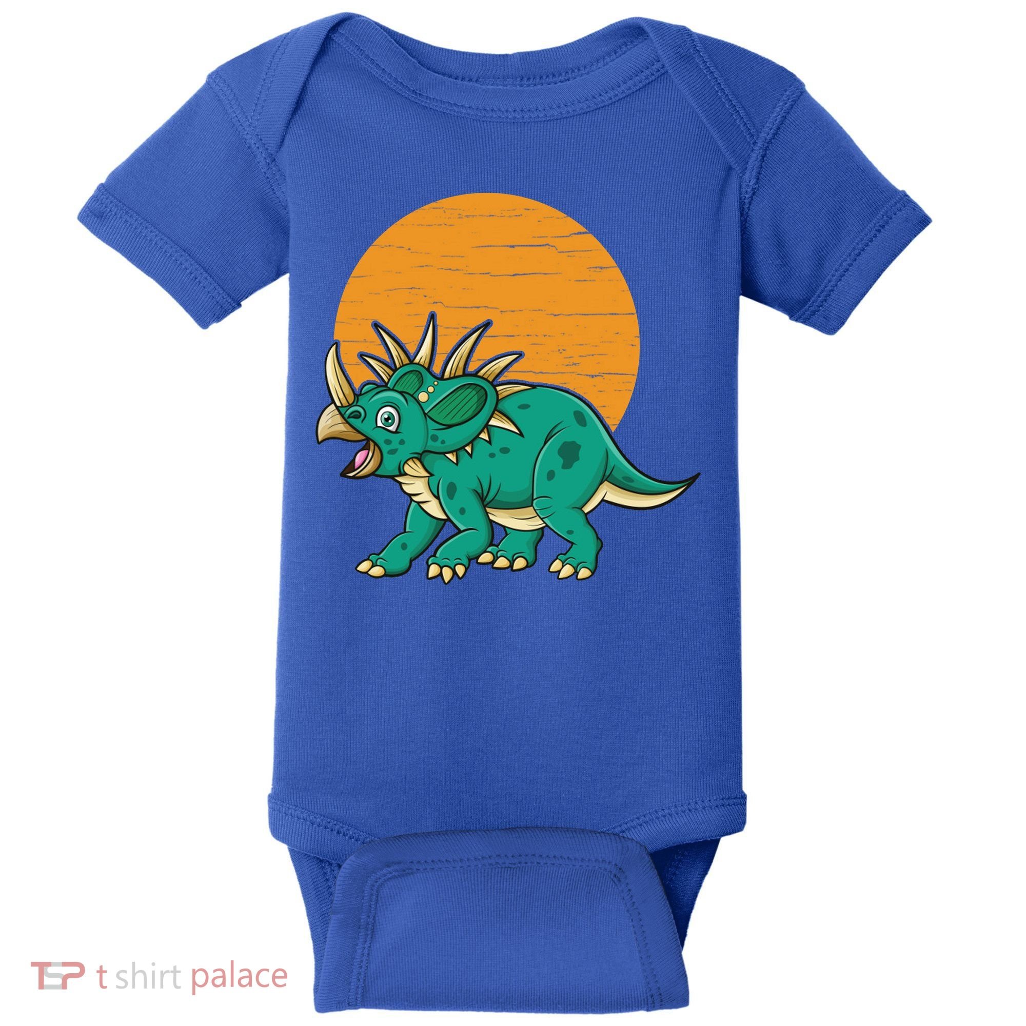 Triceratops Dinosaur Sunset Baby Bodysuit