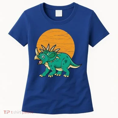 Triceratops Dinosaur Sunset Women's T-Shirt