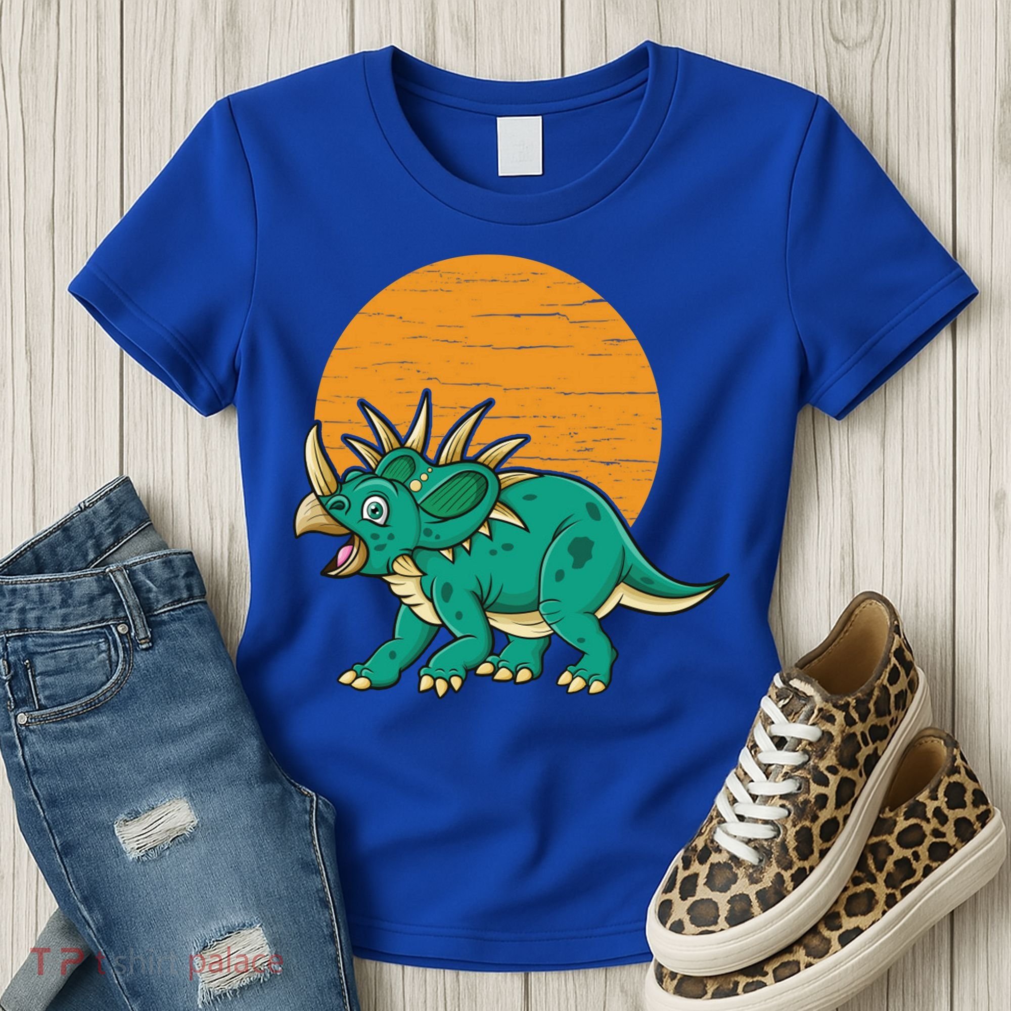 Triceratops Dinosaur Sunset Women's T-Shirt