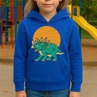 Triceratops Dinosaur Sunset Kids Hoodie thumb 3