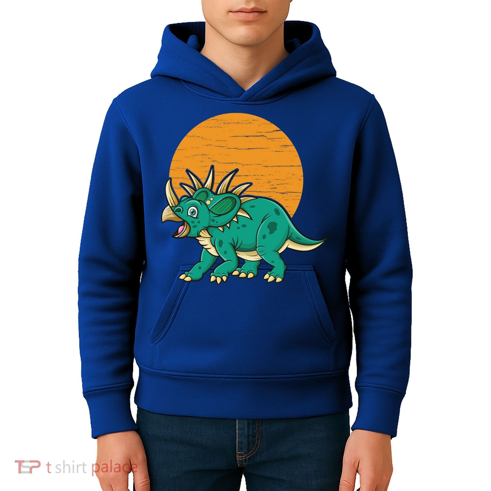 Triceratops Dinosaur Sunset Kids Hoodie