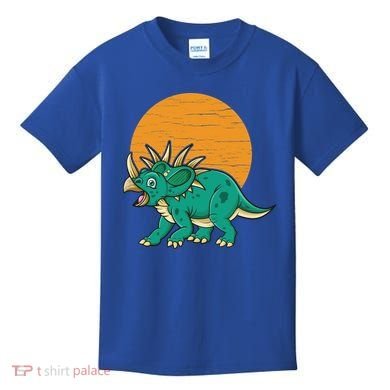 Triceratops Dinosaur Sunset Kids T-Shirt