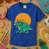Triceratops Dinosaur Sunset Kids T-Shirt thumb 3