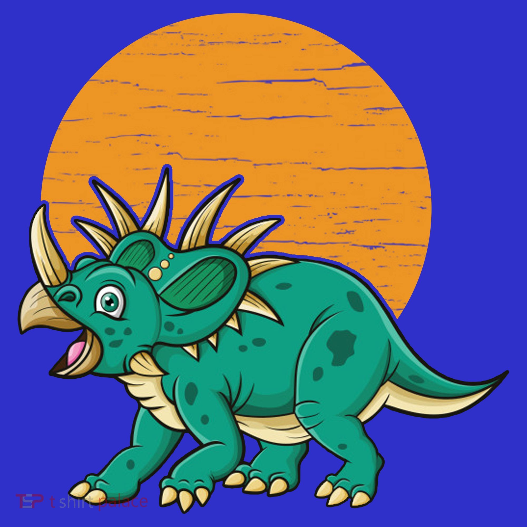 Triceratops Dinosaur Sunset Kids T-Shirt