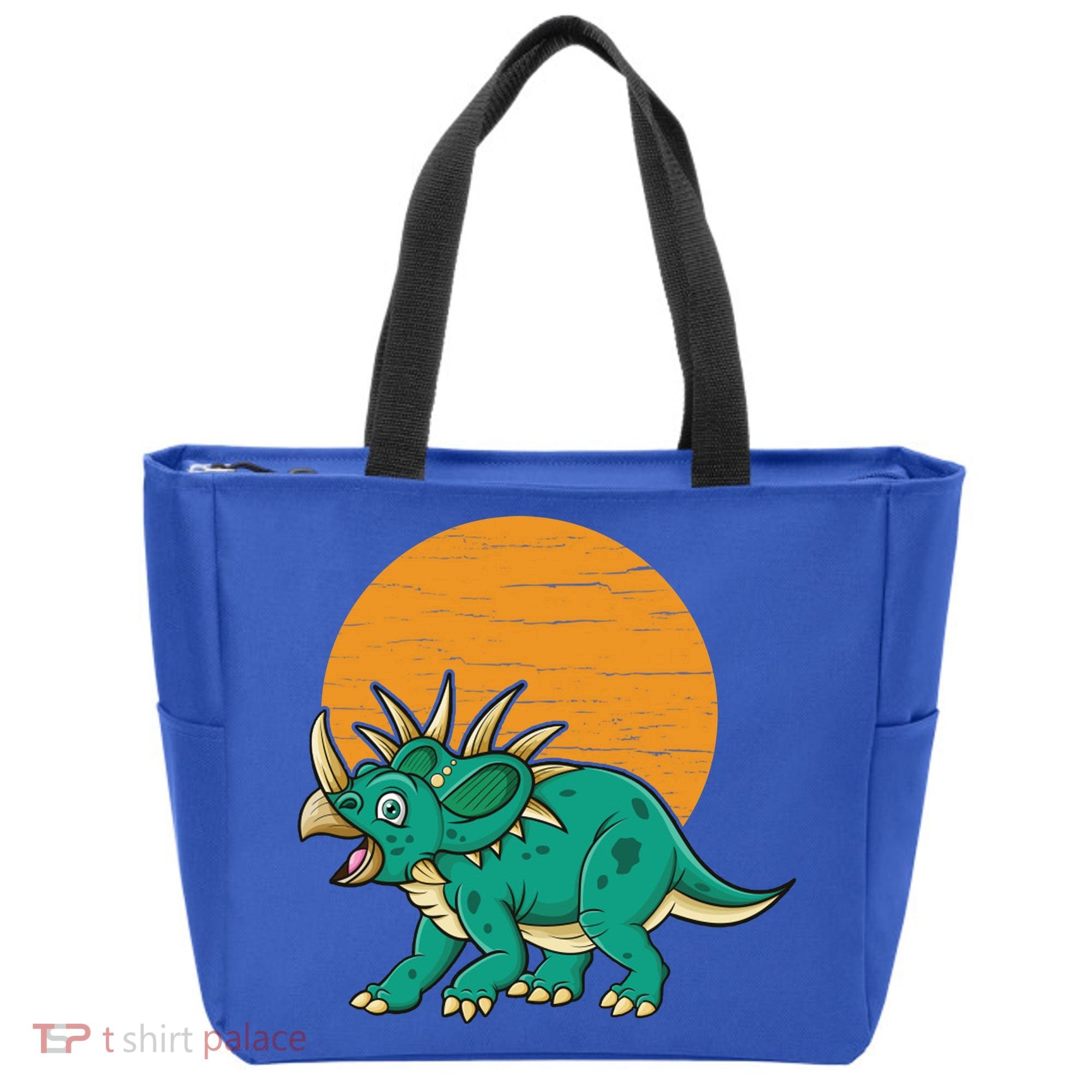 Triceratops Dinosaur Sunset Tote Bag