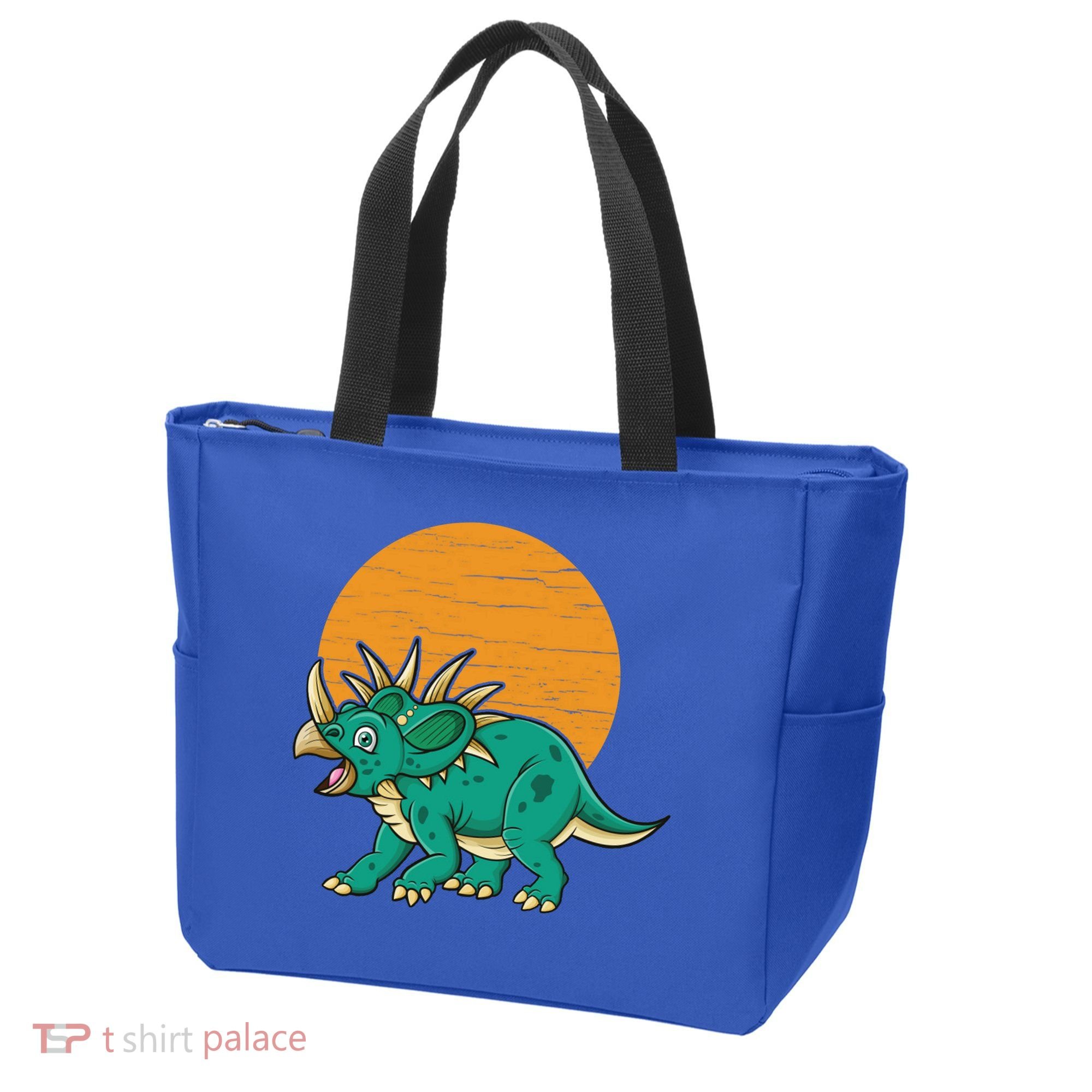 Triceratops Dinosaur Sunset Tote Bag