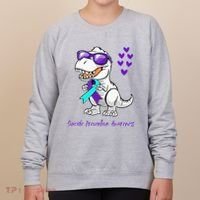Trex Dinosaur Suicide Prevention Awareness Day Dino Women's Sweatshirt thumb 0