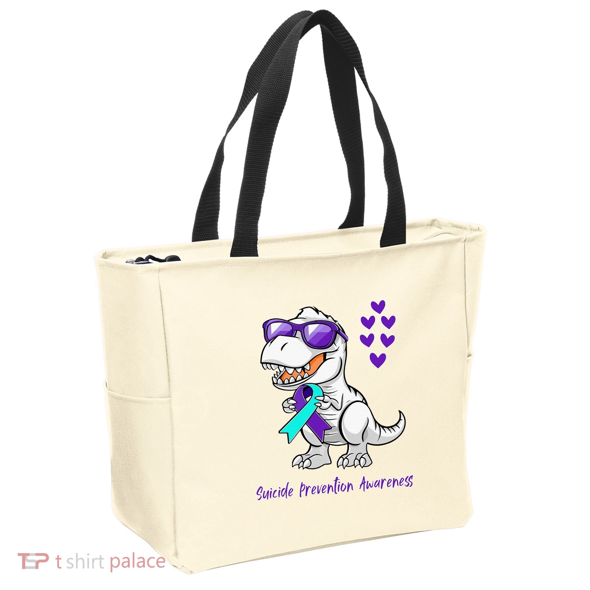 Trex Dinosaur Suicide Prevention Awareness Day Dino Tote Bag