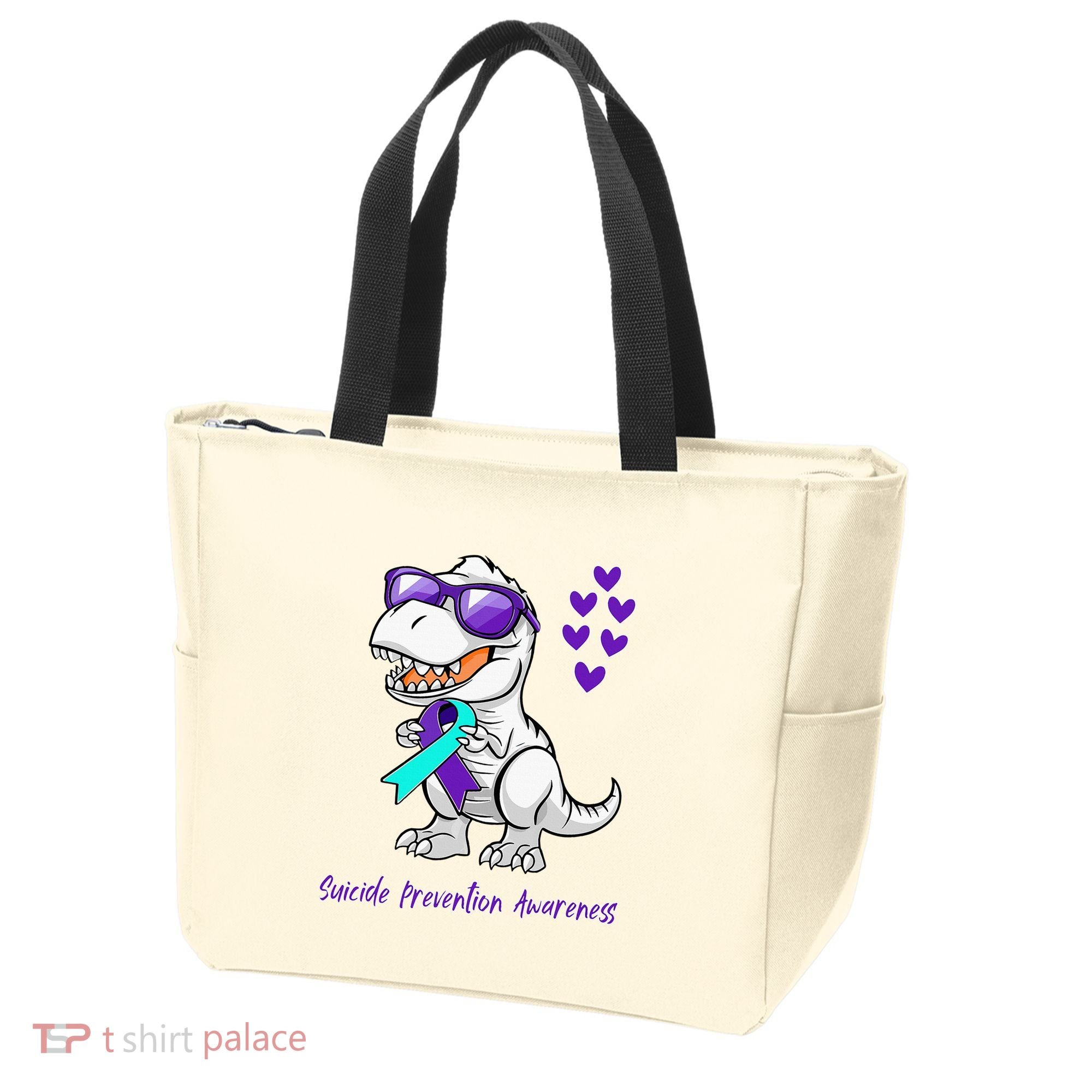 Trex Dinosaur Suicide Prevention Awareness Day Dino Tote Bag