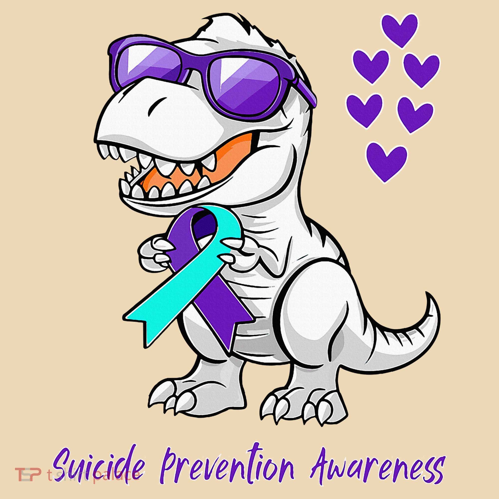 Trex Dinosaur Suicide Prevention Awareness Day Dino Tote Bag