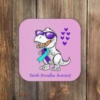 Trex Dinosaur Suicide Prevention Awareness Day Dino Coaster thumb 0
