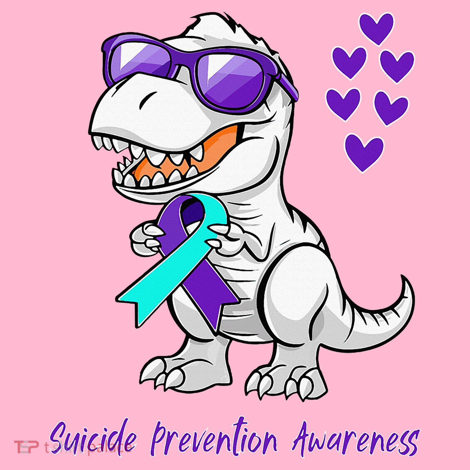 Trex Dinosaur Suicide Prevention Awareness Day Dino Coaster