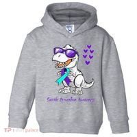 Trex Dinosaur Suicide Prevention Awareness Day Dino Toddler Hoodie thumb 0