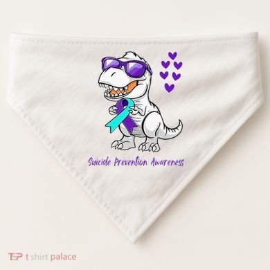 Trex Dinosaur Suicide Prevention Awareness Day Dino USA-Made Doggie Bandana