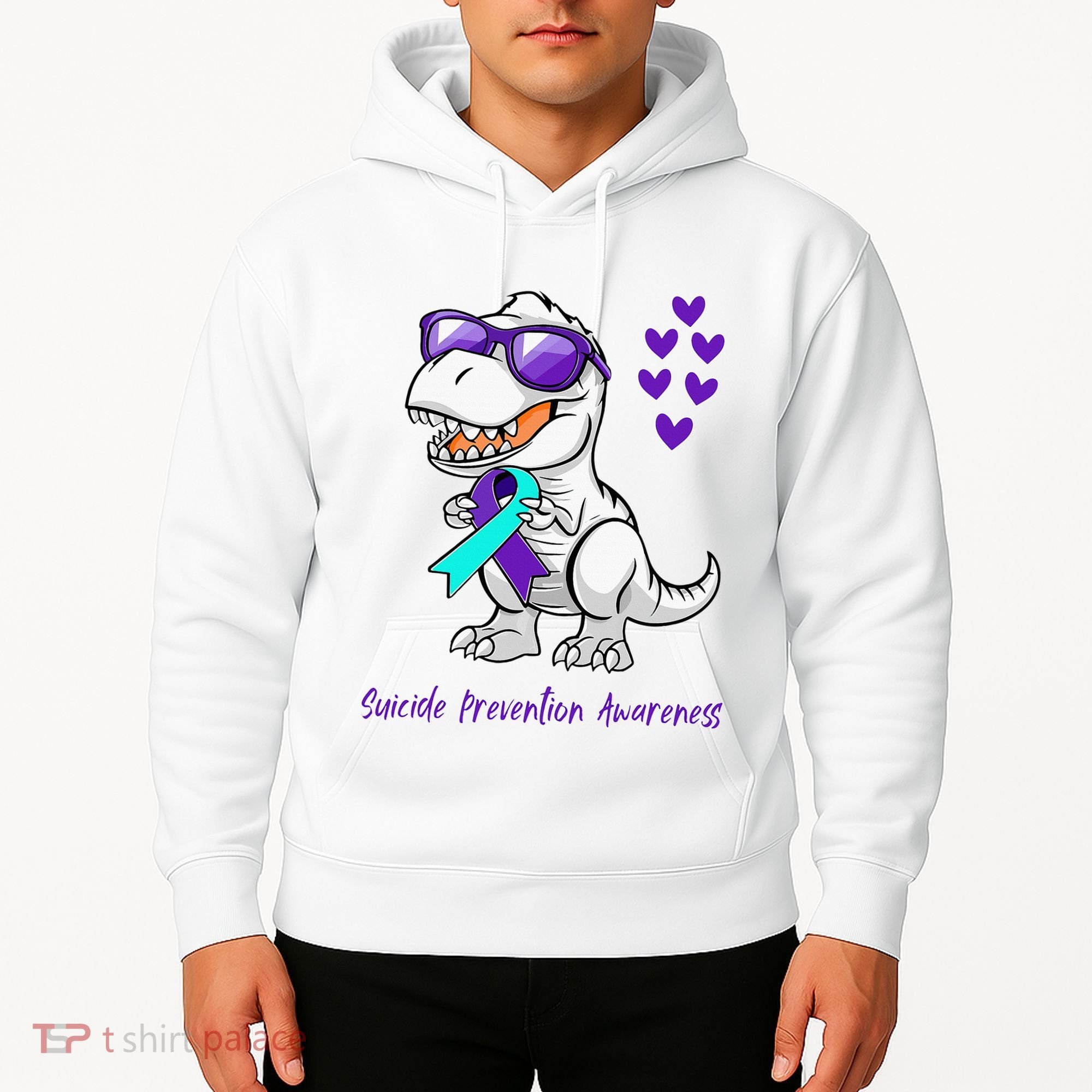 Trex Dinosaur Suicide Prevention Awareness Day Dino Hoodie