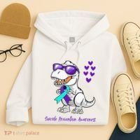 Trex Dinosaur Suicide Prevention Awareness Day Dino Hoodie thumb 4